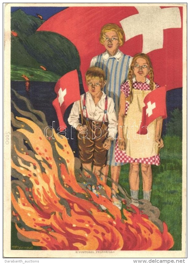 T2 1930 Bundesfeier-Postkarte. H. Vontobel, Feldmeilen / Fete Nationale / Festa Nazionale / Swiss Patriotic... - Ohne Zuordnung