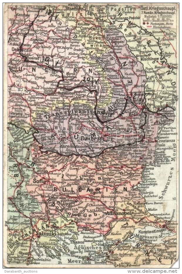 ** T4 &Ouml;stliche Kriegsschauplatz 7. Rum&auml;nisch Kriegsschauplatz / WWI Military Map Of  The Romanian Theatre... - Ohne Zuordnung