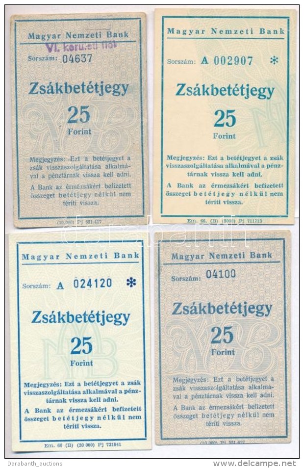 Budapest DN Magyar Nemzeti Bank 'Zs&aacute;kbet&eacute;tjegy' 25 Ft-r&oacute;l (4x) - Ohne Zuordnung