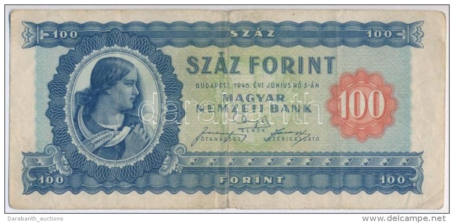 1946. 100Ft T:III,III- 
Hungary 1946. 100 Forint C:F,VG 
Adamo F26 - Ohne Zuordnung