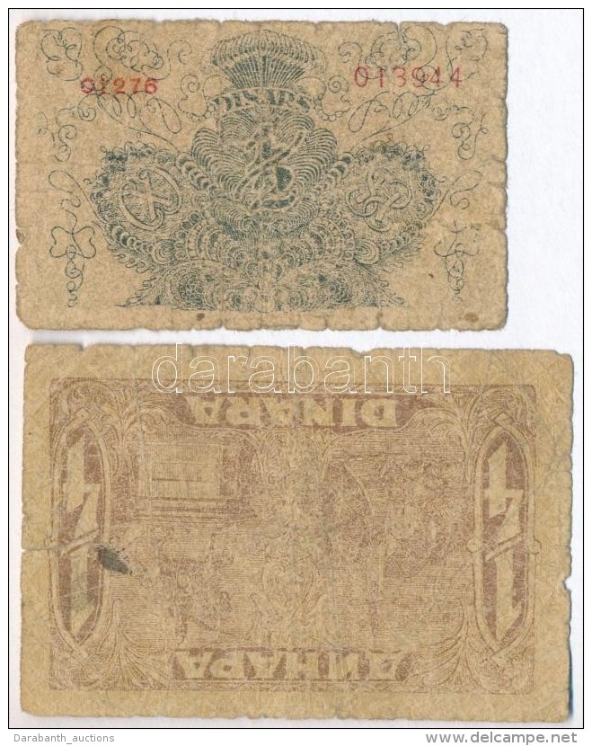 Jugoszl&aacute;via 1919. 1/2D + 1921. 1/4D T:IV
Yugoslavia 1919. 1/2 Dinara + 1921. 1/4 Dinara C:G
Krause 11, 13 - Ohne Zuordnung