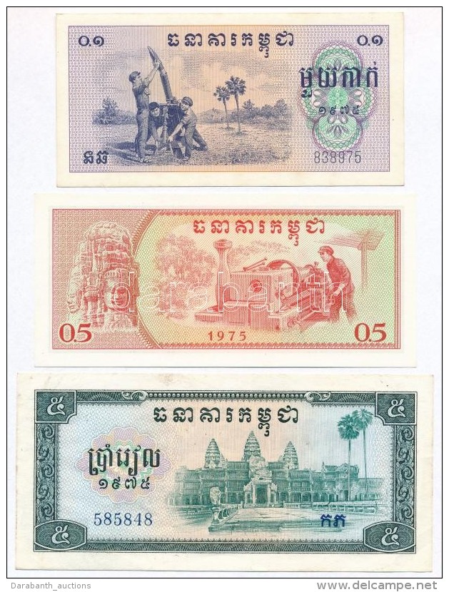 Kambodzsa 1975. 0,1R + 0,5R + 5R T:I-II-
Cambodia 1975. 0,1 Riel + 0,5 Riel + 5 Riels C:UNC-VF
Krause 18, 19, 21 - Ohne Zuordnung