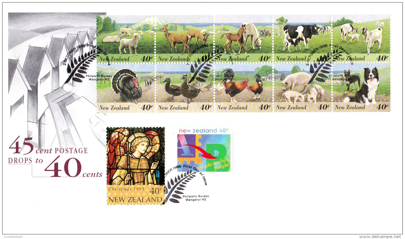 New Zealand 1995 Farmyard Animals Postage Rate Decrease FDC - FDC