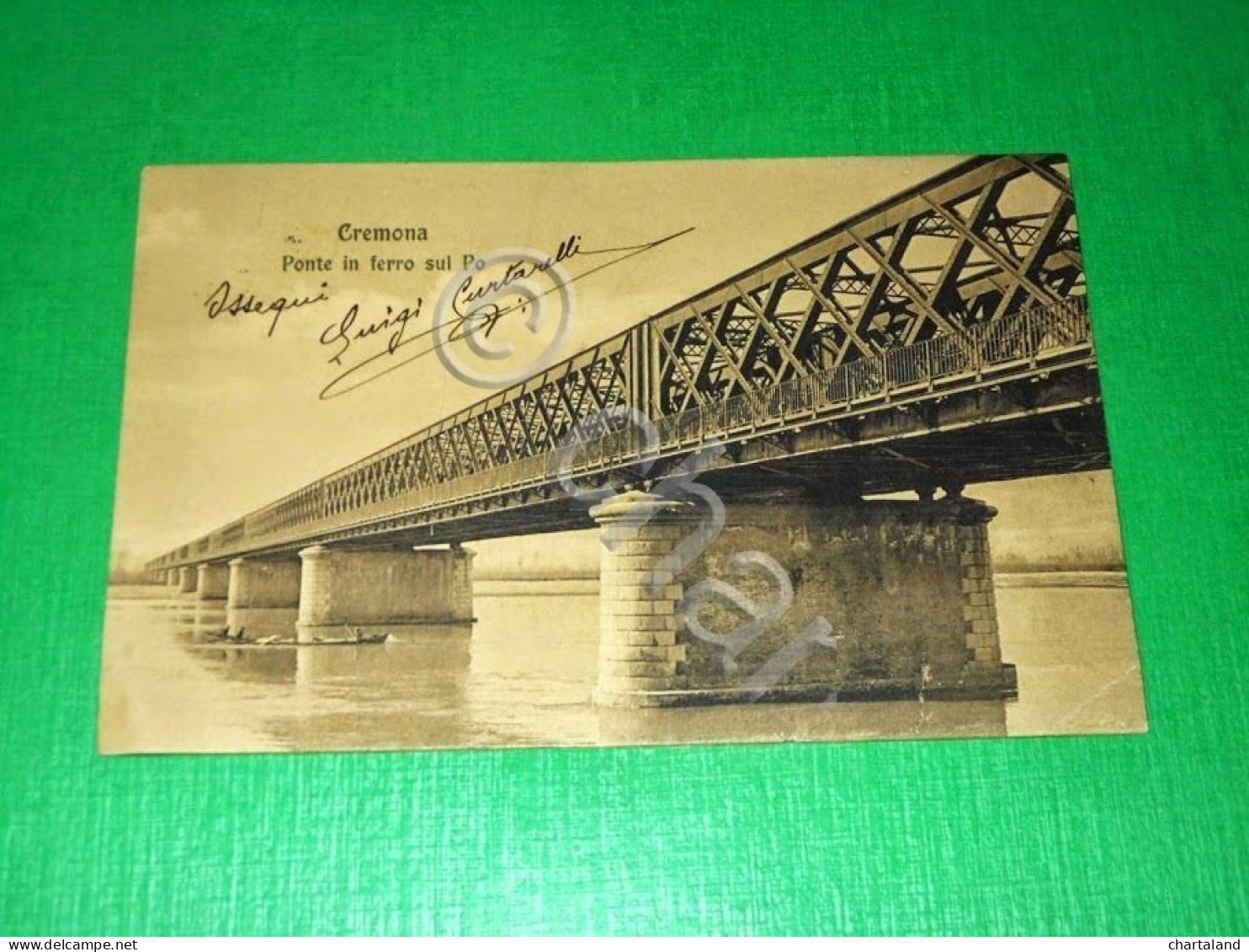 Cartolina Cremona - Ponte In Ferro Sul Po 1909 - Cremona