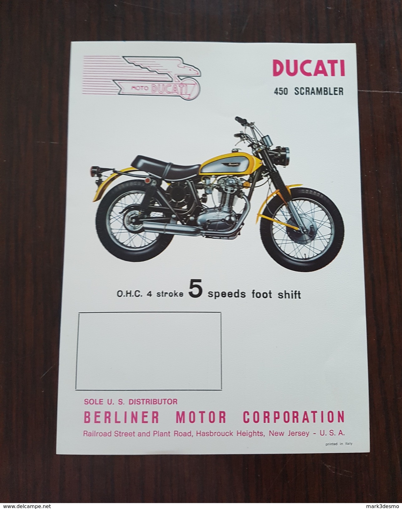 Ducati 450 Scrambler 1970 Depliant Moto Originale - Genuine Factory Motorcycle Brochure - Originalprospekt - Moto