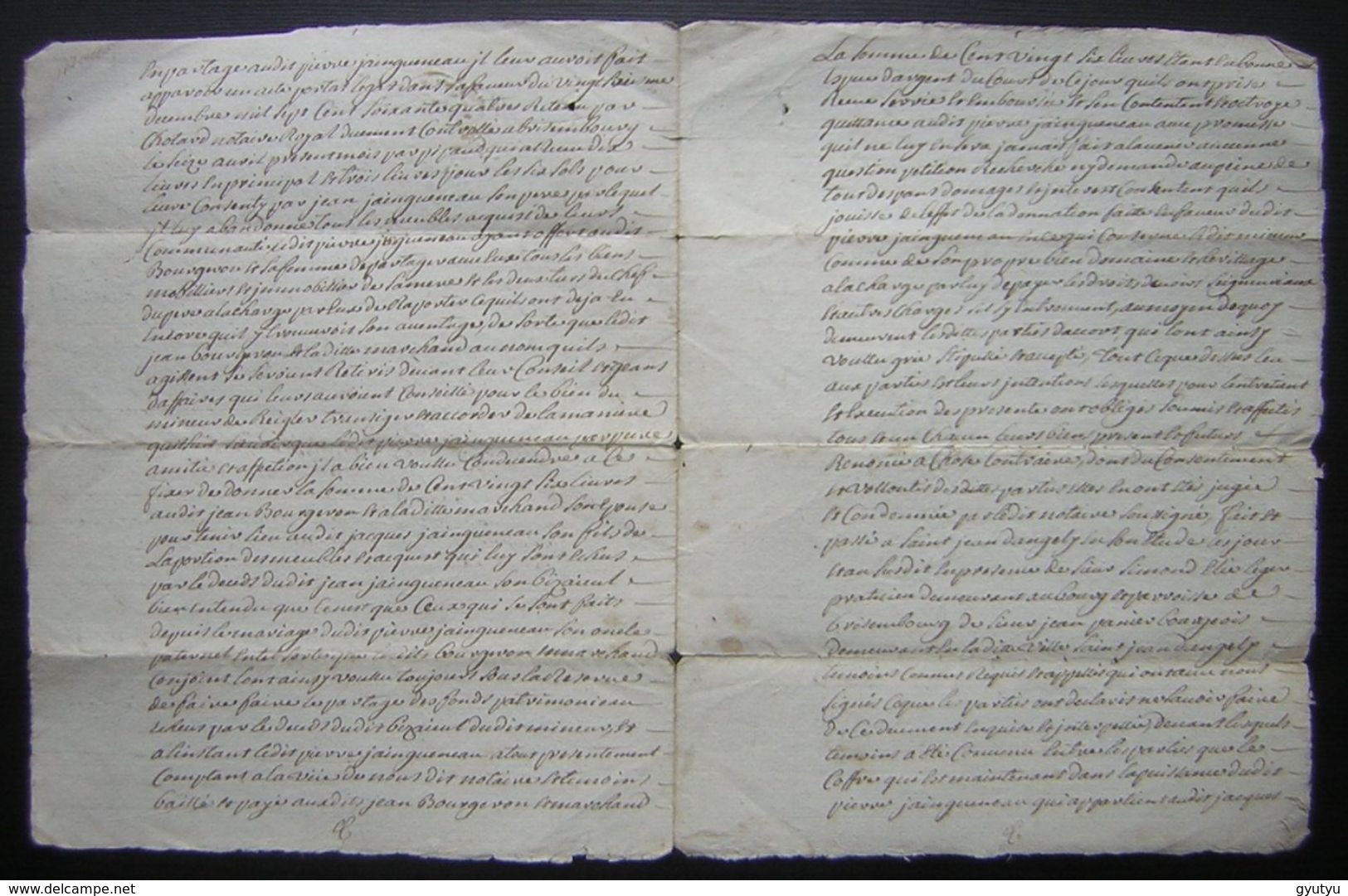 1771 Saint Jean D'Angely, Généralité De La Rochelle Transaction Entre Pierre Gaingueneau Et Jean Bourgevon - Manoscritti