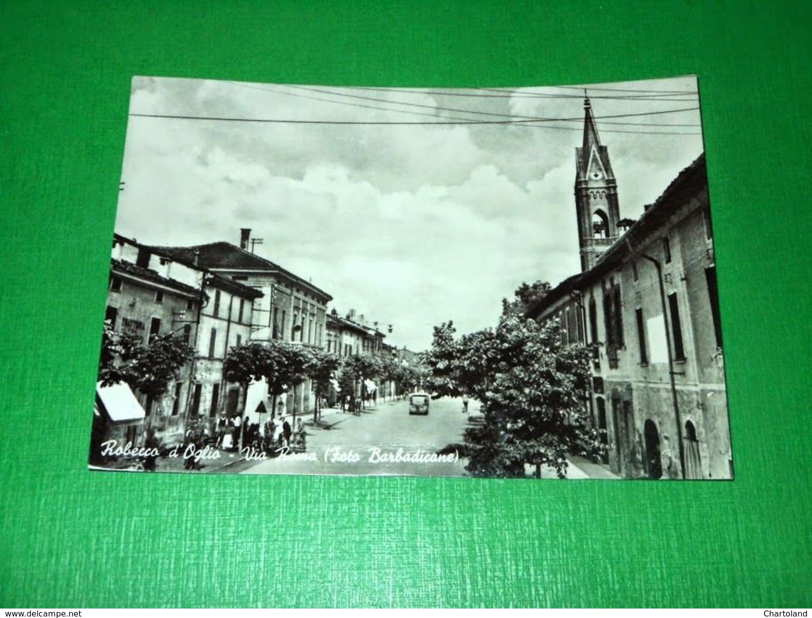 Cartolina Robecco D'Oglio - Via Roma ( Foto Barbadicane ) 1956 - Cremona