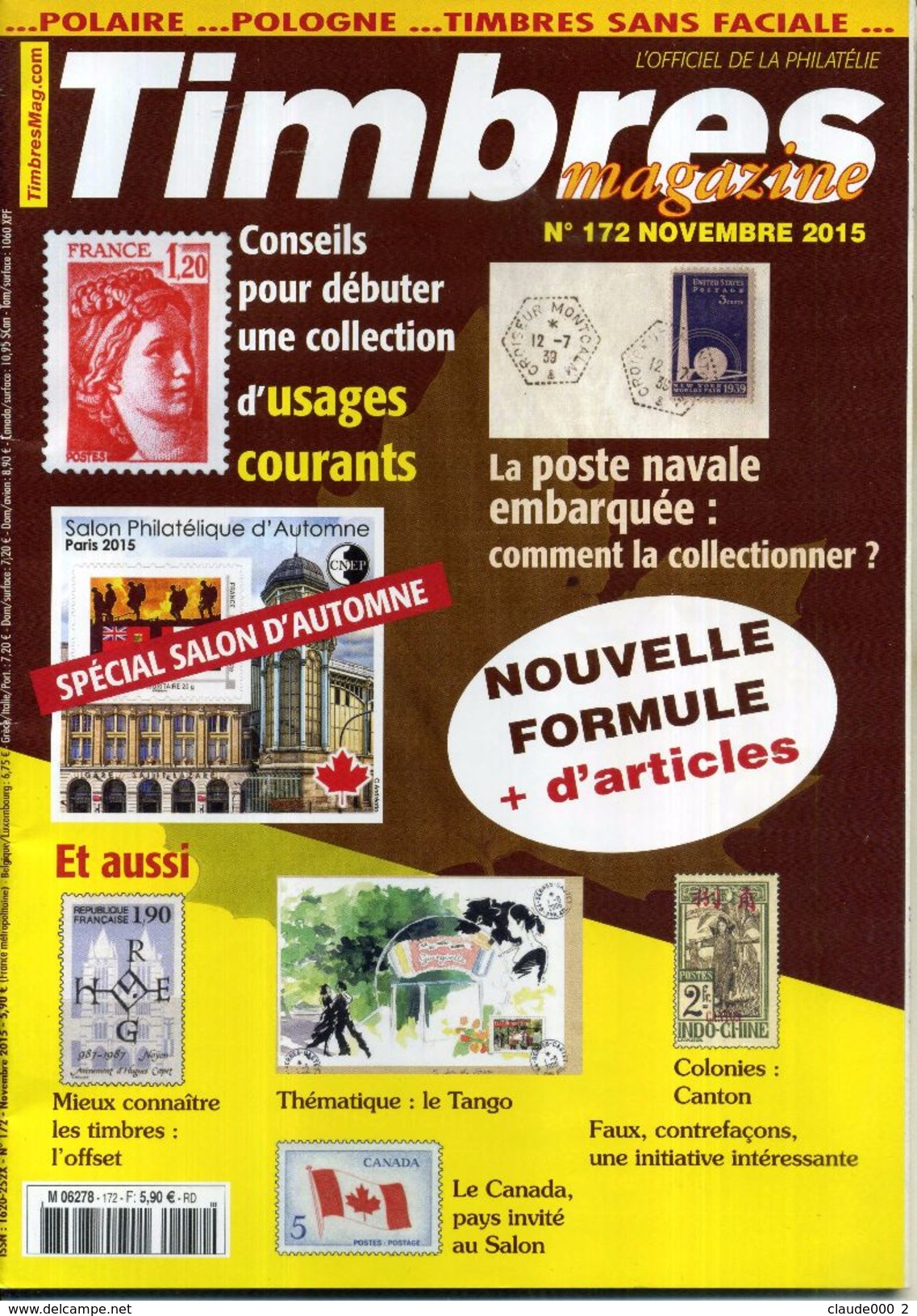 TIMBRES MAGAZINE ANNEE COMPLETE 2015 soit 11 Numéros