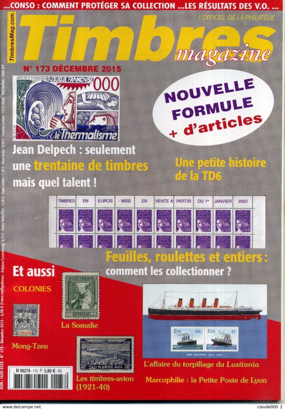 TIMBRES MAGAZINE ANNEE COMPLETE 2015 soit 11 Numéros