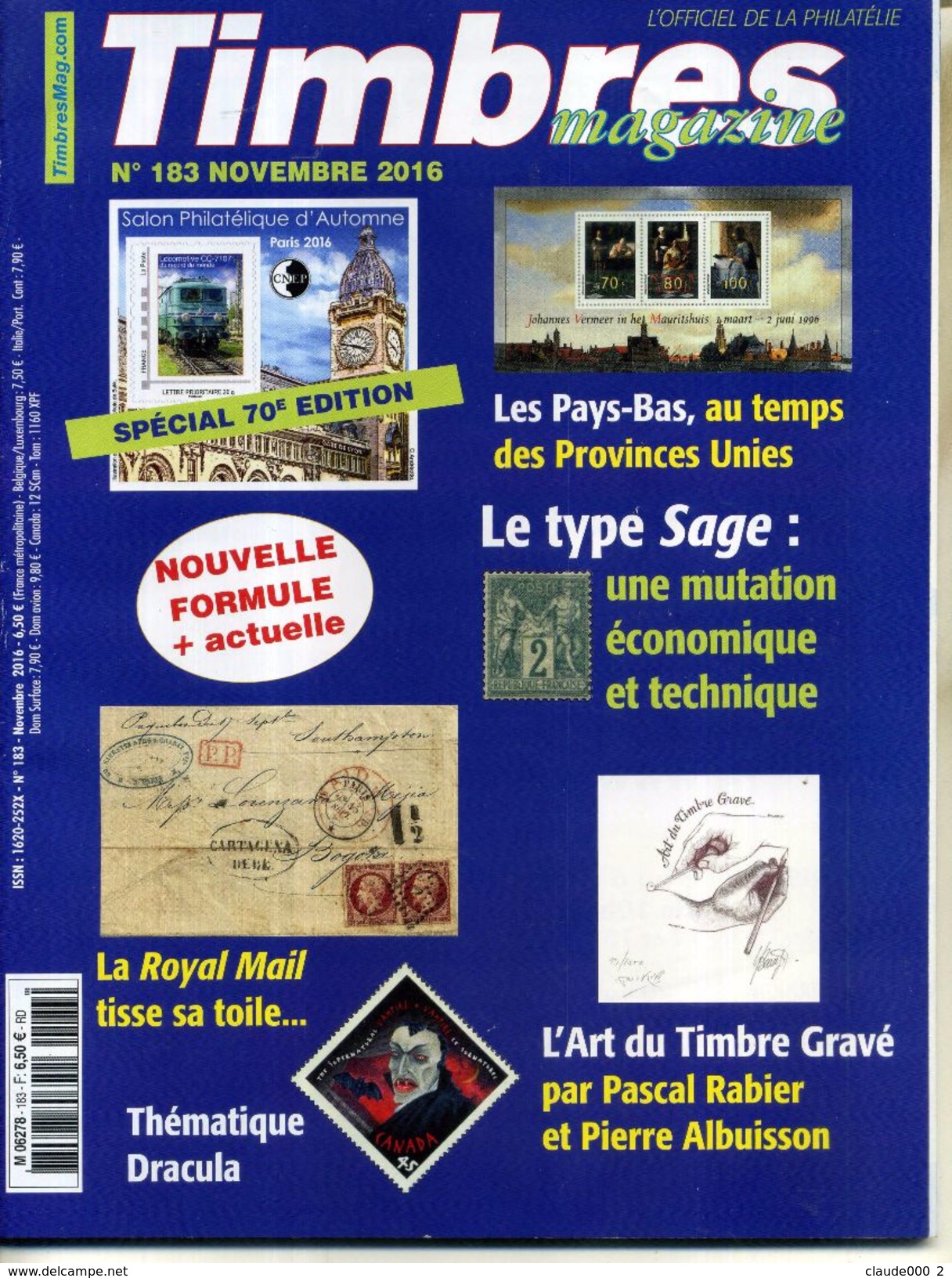 TIMBRES MAGAZINE ANNEE COMPLETE 2016 soit 11 Numéros