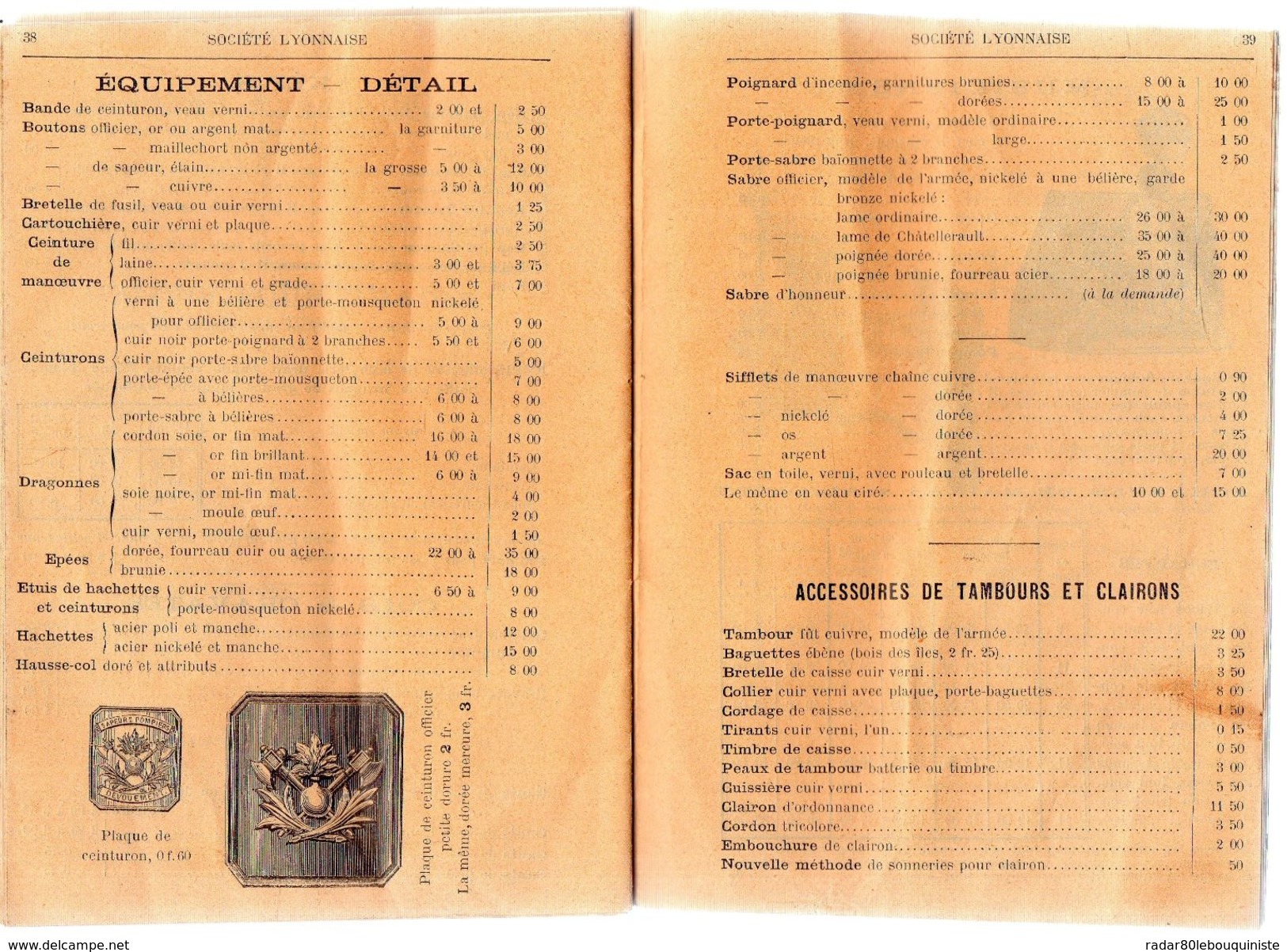 FABRIQUE DE POMPES A INCENDIE,casques et équipements.Société Lyonnaise de mécanique & d'électricité.tarif.48 pages.1899.