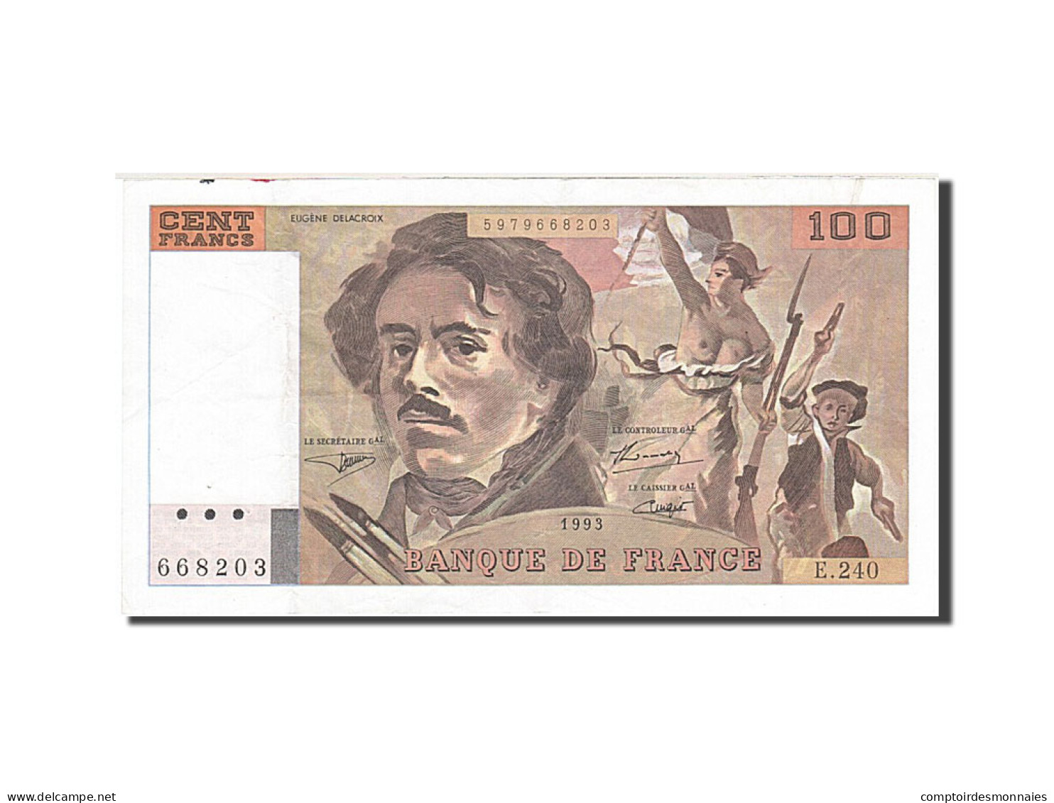 Billet, France, 100 Francs, 1978, 1993, TTB, Fayette:69bis.8, KM:154g - 100 F 1978-1995 ''Delacroix''