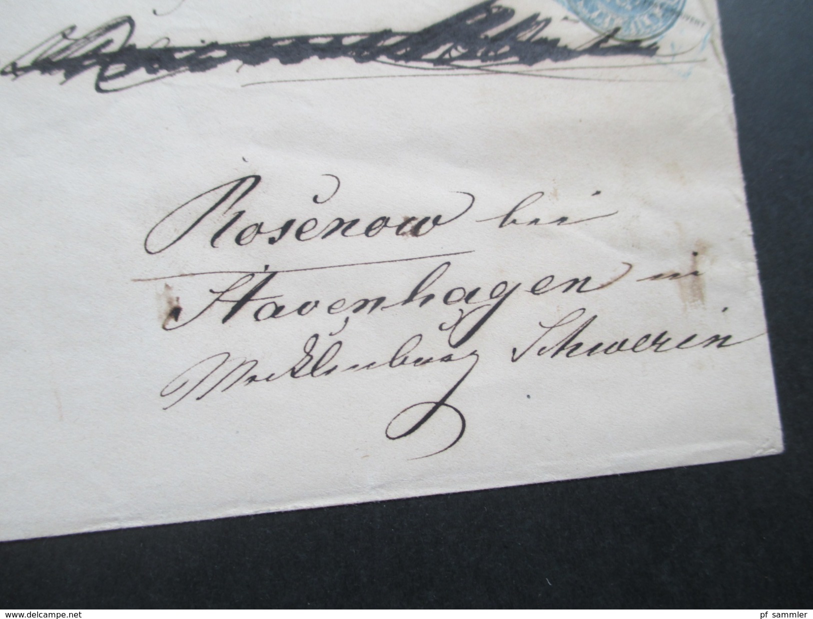 AD Preussen 1863/ 66 GA U 27 A Blauer Stempel R3 Berlin Post - Exp. Nach Rosenow Bei Stavenhagen - Interi Postali