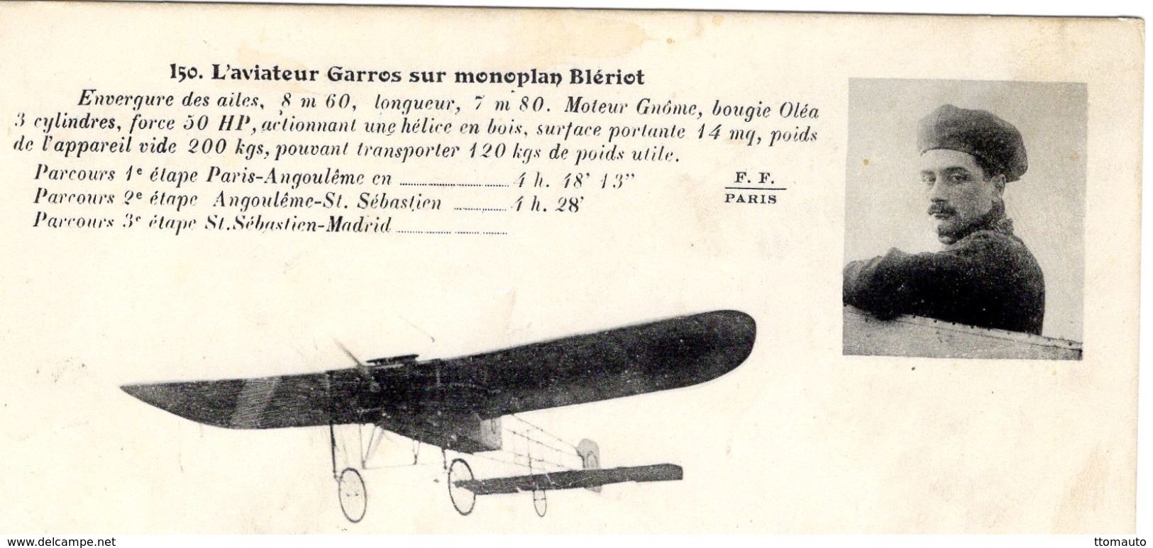 L'Aviateur Garros Sur Monoplan Blériot   - CPA - ....-1914: Vorläufer