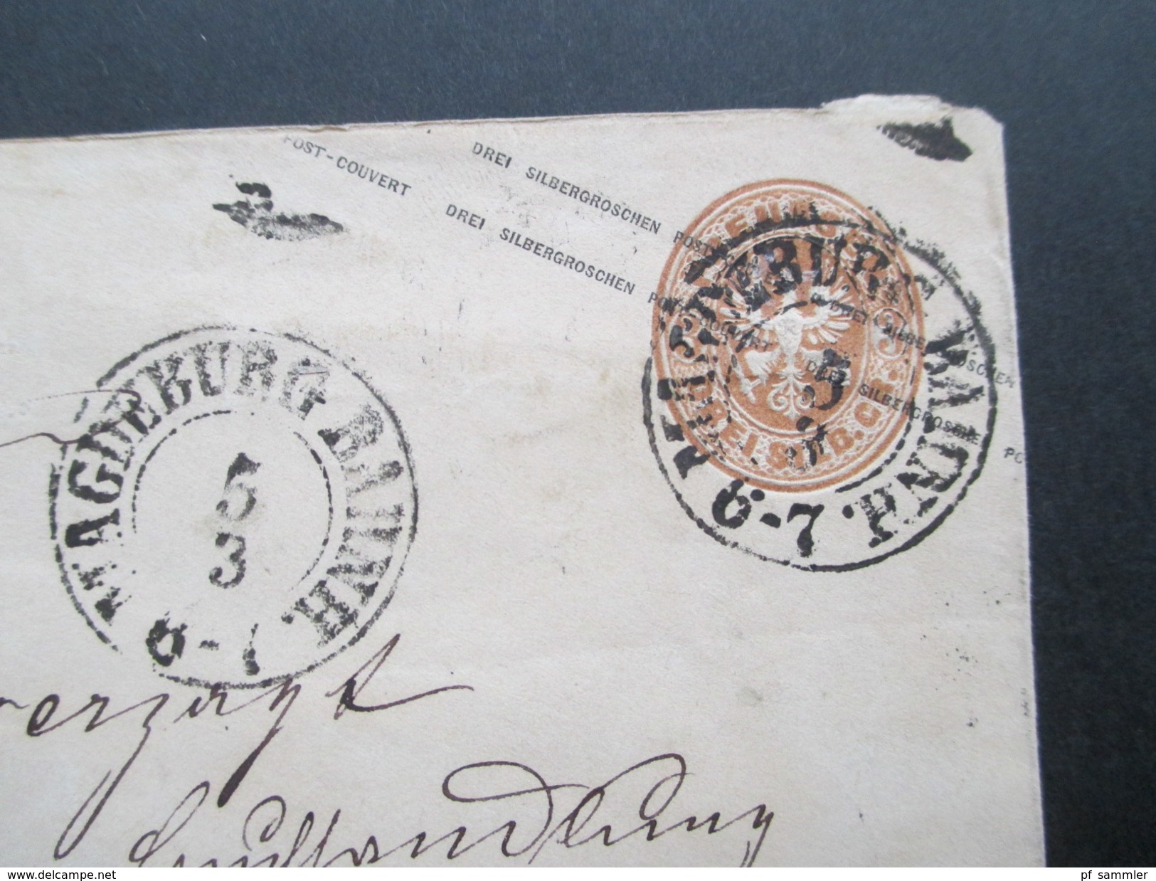 AD Preussen 1863 GA U28 A Stempel K2 Magdeburg Bahnhof Nach Forst In Der Lausitz. Bahnpost?! - Interi Postali