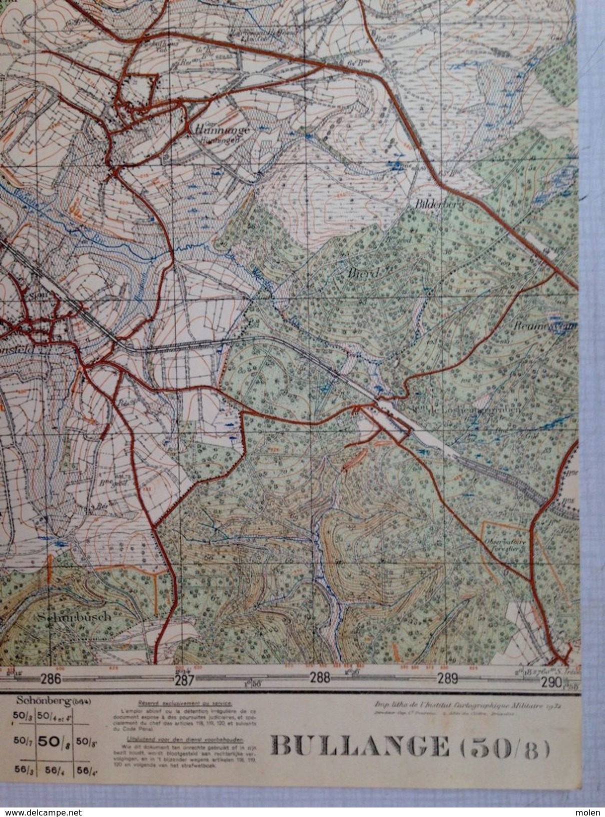 CARTE D ETAT MAJOR 50/8 De 1925 BULLINGEN WIRTZFELD ROCHERATH MURRINGEN HUNNINGEN HONSFELD HEPSCHEID BUCHHOLZ S715 - Bullange - Büllingen