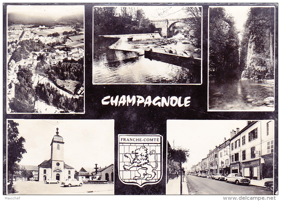 Champagnole - Multivue 5 Vues Et Blason - Circulé 1968, Flamme Illustrée De Saint Claude - Champagnole