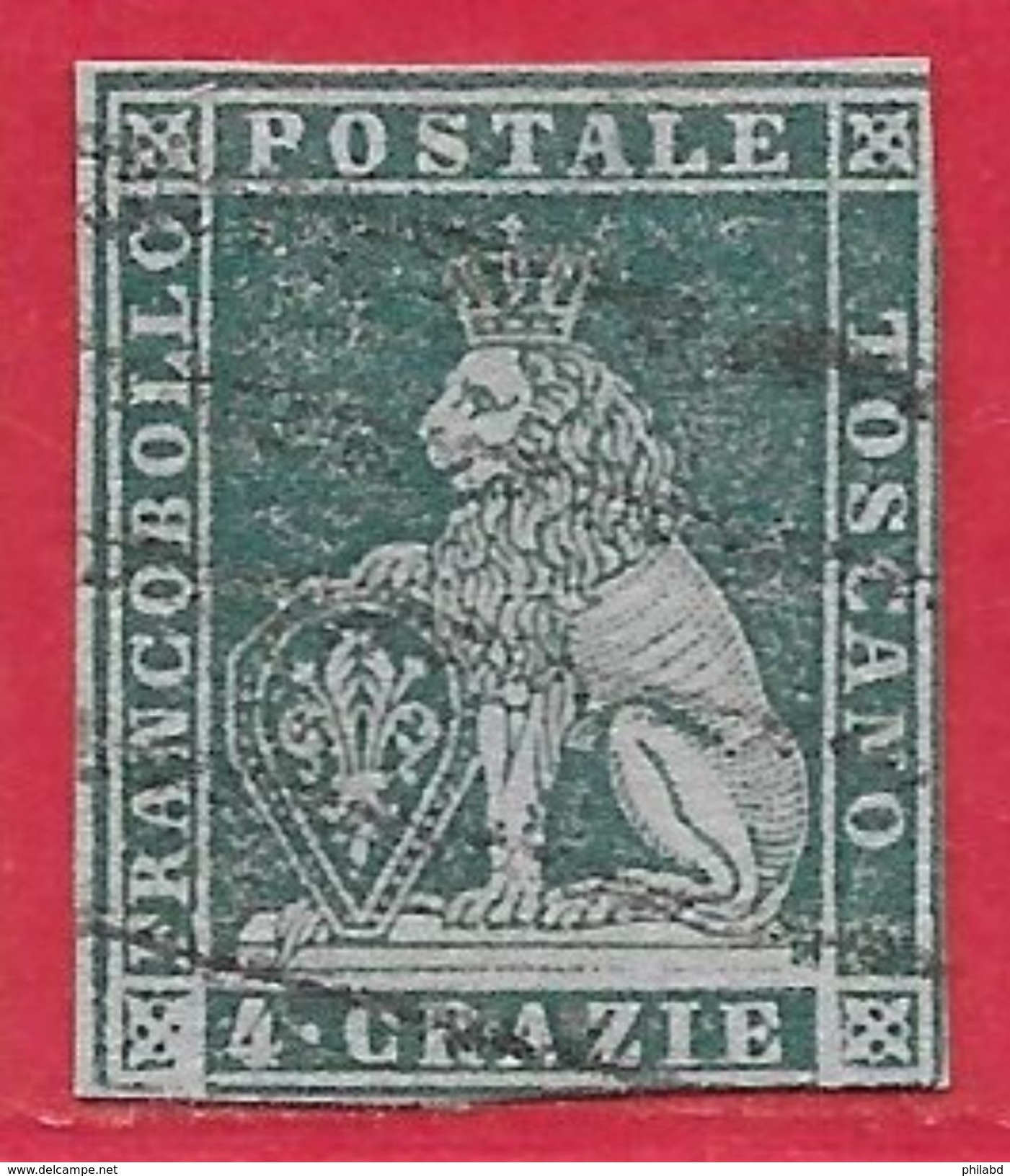 Toscane N°6 4c Vert 1851 O - Toskana