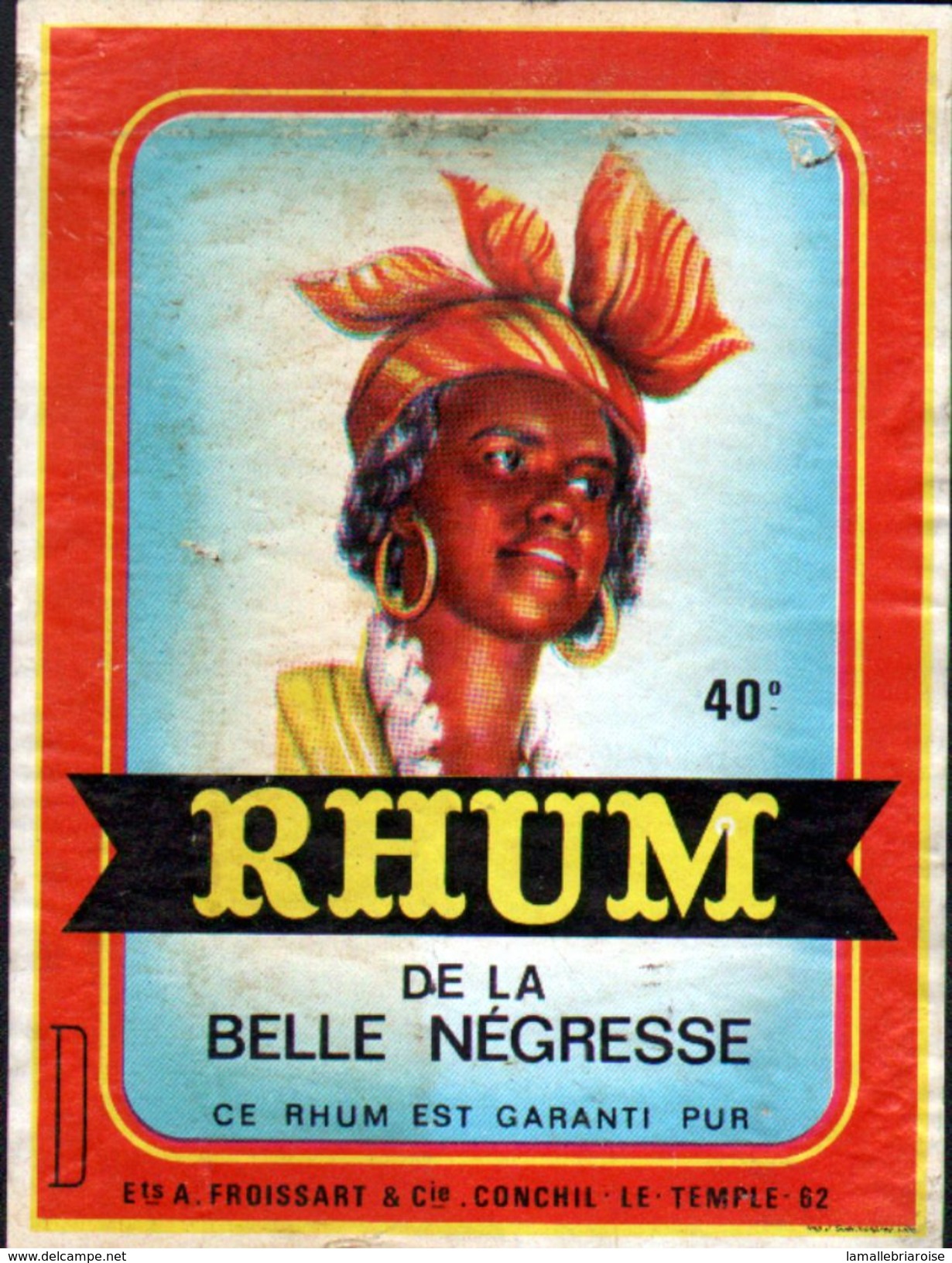 ETIQUETTE RHUM DE LA BELLE NEGRESSE (scannée Recto-verso) - Rhum