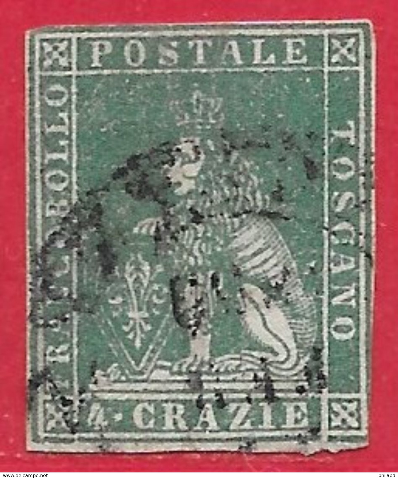 Toscane N°14 4c Vert 1857 O - Toskana