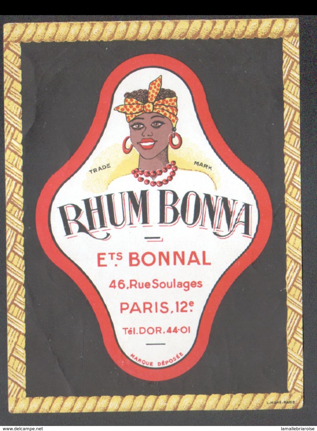 ETIQUETTE RHUM BONNA (scannée Recto-verso) - Rhum