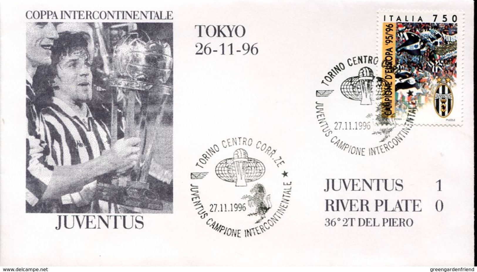 23184 Italia, Special Cover And Postmark 1996 Torino,  Juventus,, Italian Intercontinental,juventus River Plate - Club Mitici