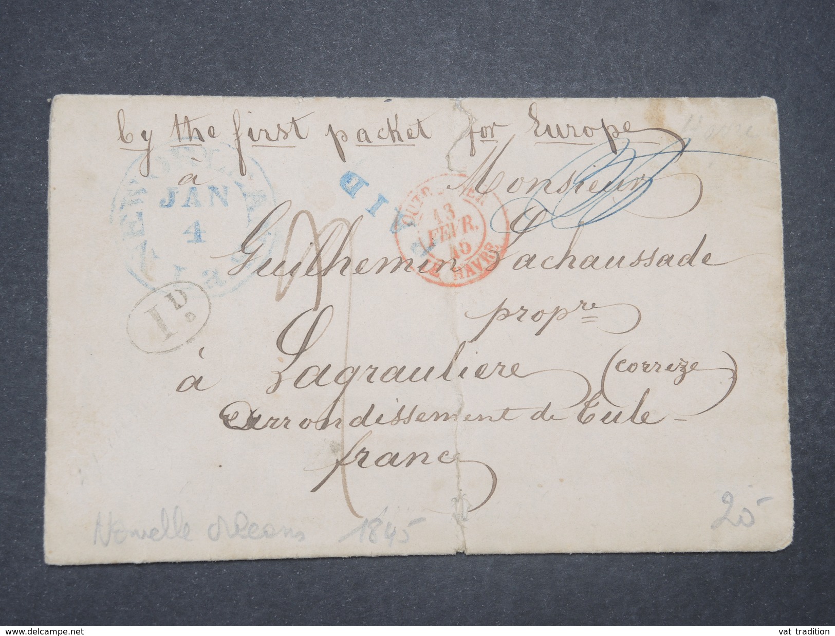 ETATS UNIS - Lettre De New Orléans Pour La France En 1845 - L 9528 - …-1845 Vorphilatelie
