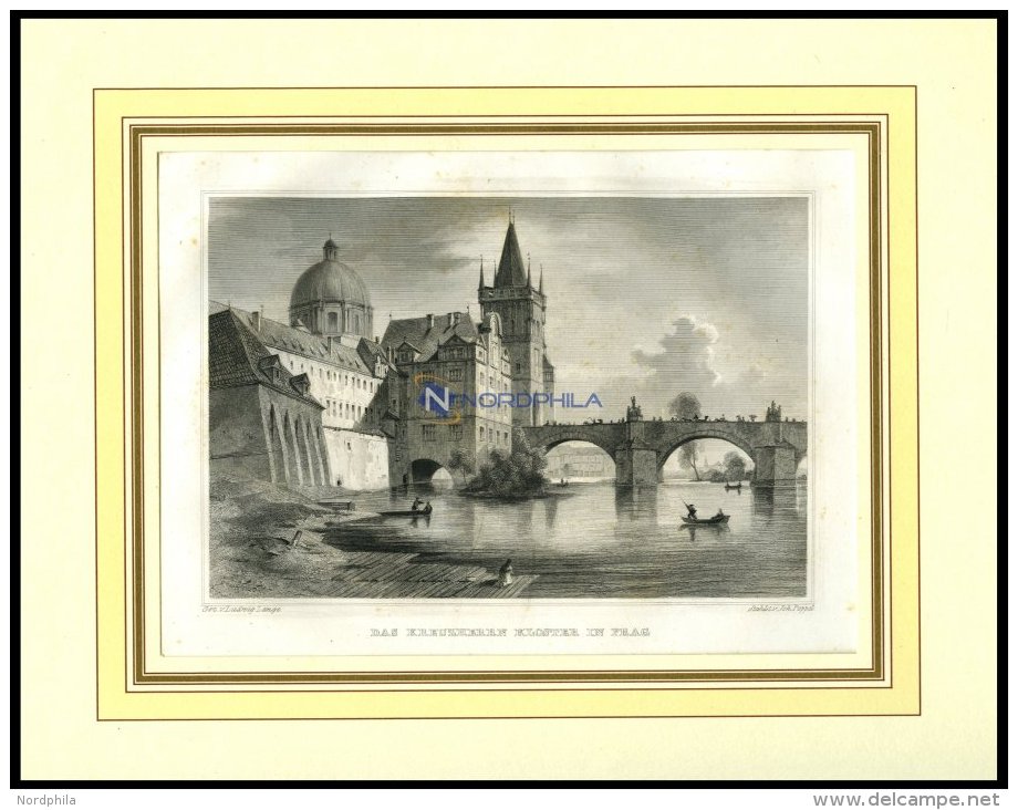 PRAG: Das Kreuzherrn Kloster, Stahlstich Von Lange/Poppel, 1840 - Litografía