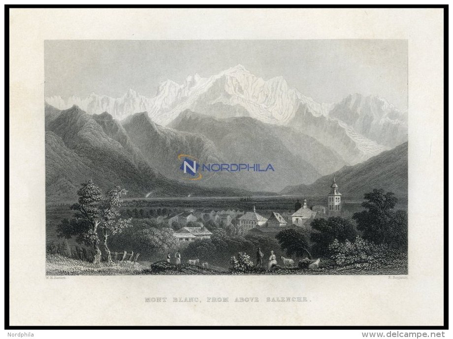 Der MONTBLANC Von Salenche Aus Stahlstich Von Bartlett/Benjamin, 1836 - Litografía