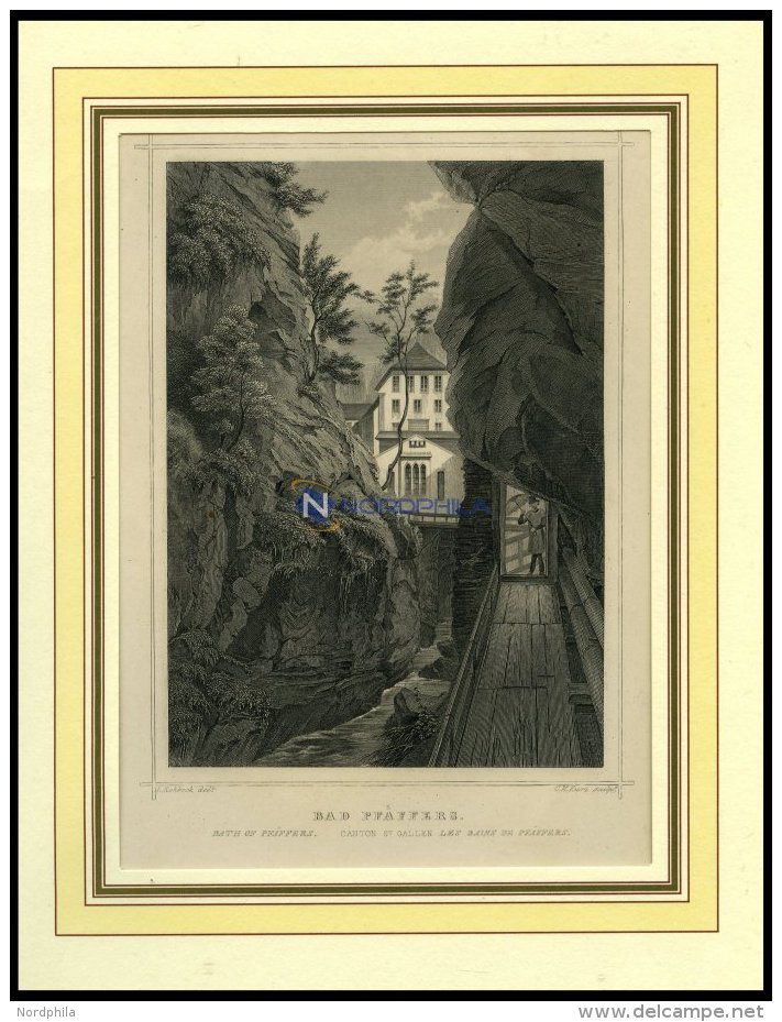 BAD PF&Auml;FFERS/ST. GALLEN, Teilansicht, Stahlstich Von Rohbock/Kurz Um 1840 - Litografía
