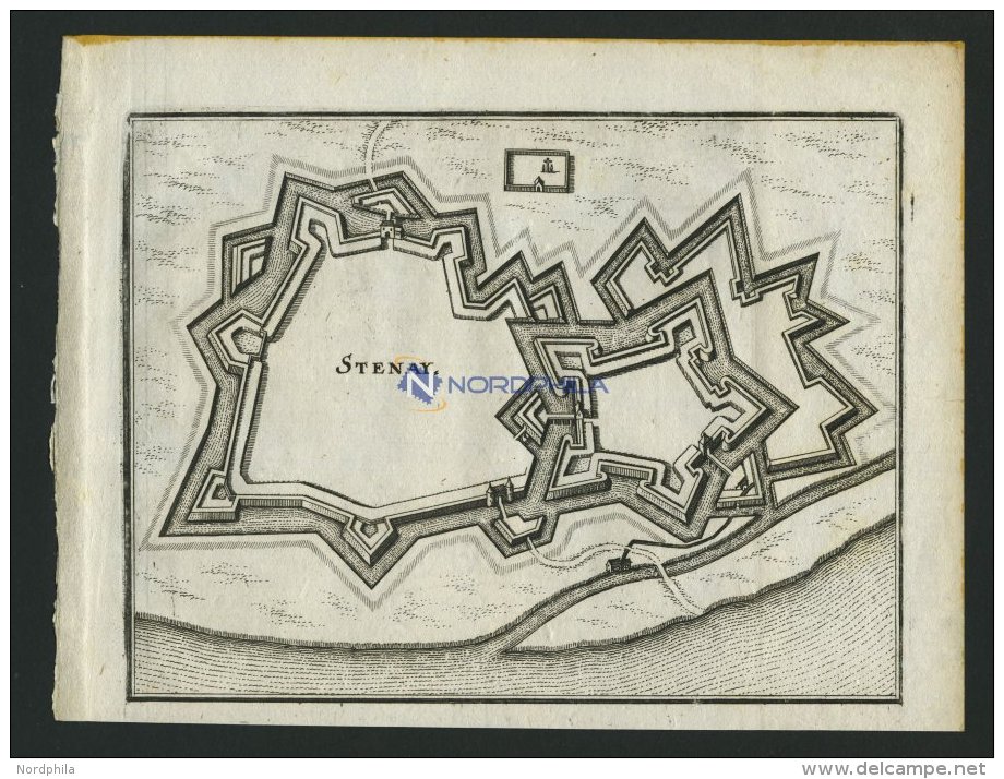 STENAY, Grundri&szlig;plan, Kupferstich Von Merian Um 1645 - Lithographien