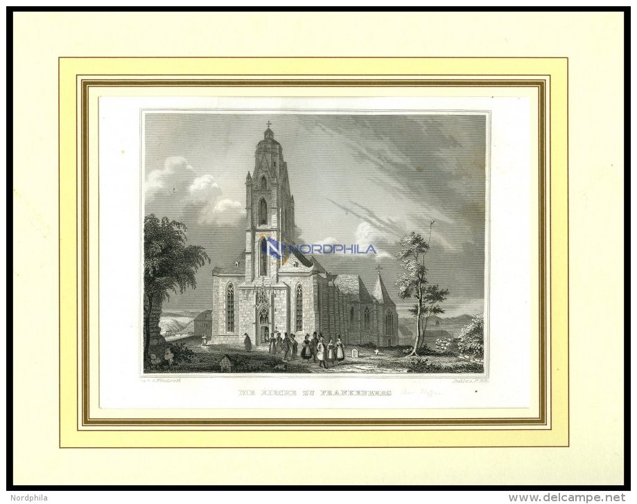 FRANKENBERG: Die Kirche, Stahlstich Von Wenderoth/Foltz, 1840 - Lithographien