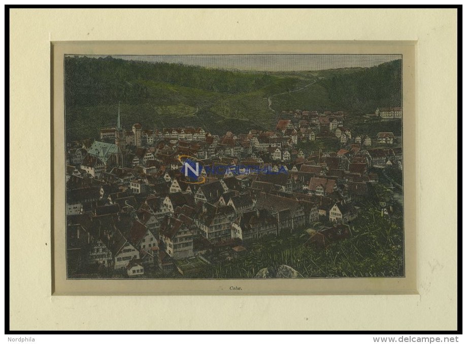 CALW, Gesamtansicht, Kolorierter Holzstich Um 1880 - Litografía