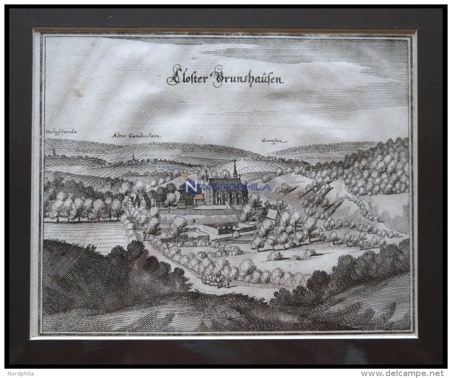 BRUNSHAUSEN/GANDERSHEIM, Gesamtansicht, Kupferstich Von Merian Um 1645 - Litografía