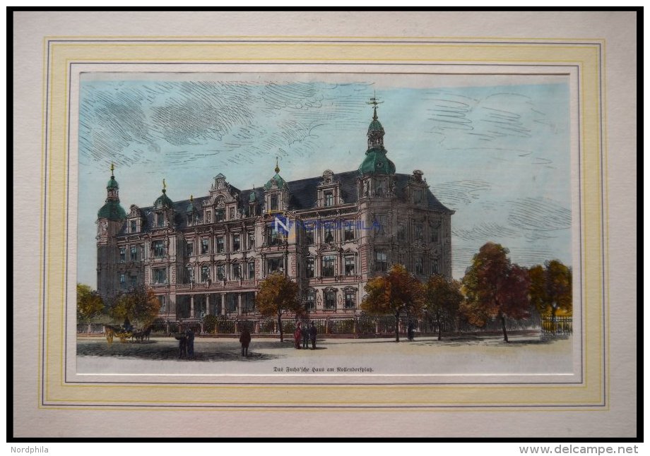 BERLIN: Das Fuchs`sche Haus, Kolorierter Holzstich Um 1880 - Lithographien