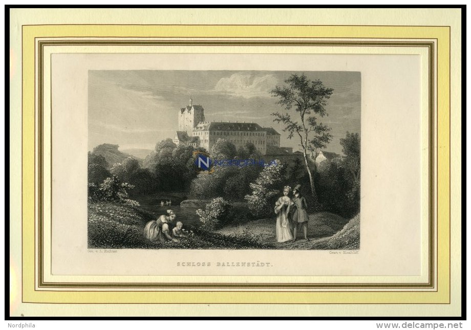 BALLENST&Auml;DT: Das Schlo&szlig;, Stahlstich Von Richter/Hinchliff Um 1840 - Litografía