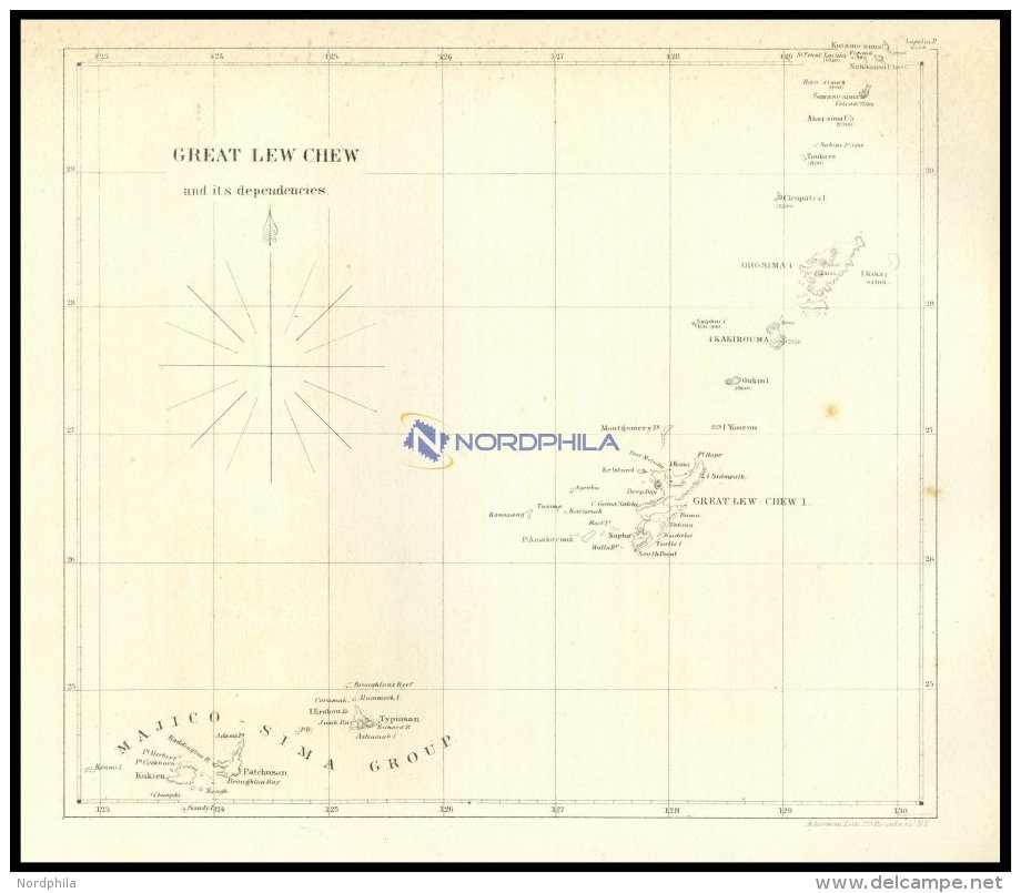 LEW CHEW: Gro&szlig; Lew Chew Und Seine Dependenzen (Great Lew Chew And Its Dependencies), Karte Der Inseln, Lithographi - Otros & Sin Clasificación