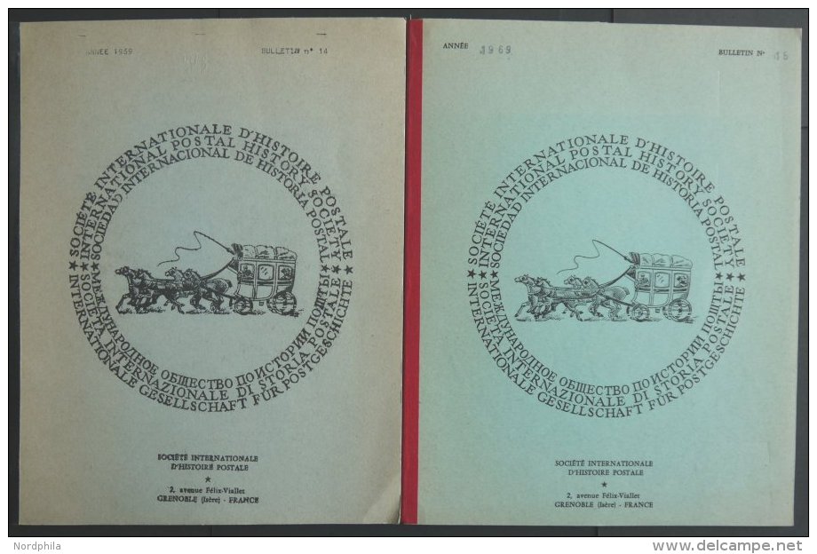 PHIL. LITERATUR Soci&eacute;t&eacute; Internationale D`Historie Postale, Bulletin No. 14 Und 15, 1969, Internationale Ge - Filatelia E Historia De Correos