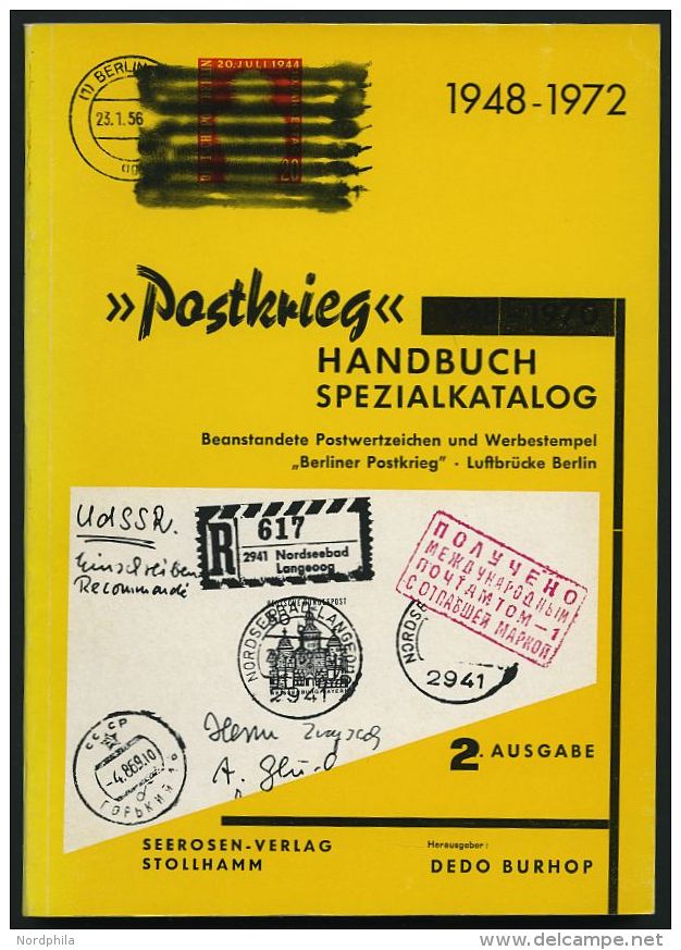 PHIL. LITERATUR Spezial-Katalog &uuml;ber Postkriegs-Belege 1948-1972, 2. Ausgabe 1973, Dedo Burhop, 138 Seiten - Philatelie Und Postgeschichte