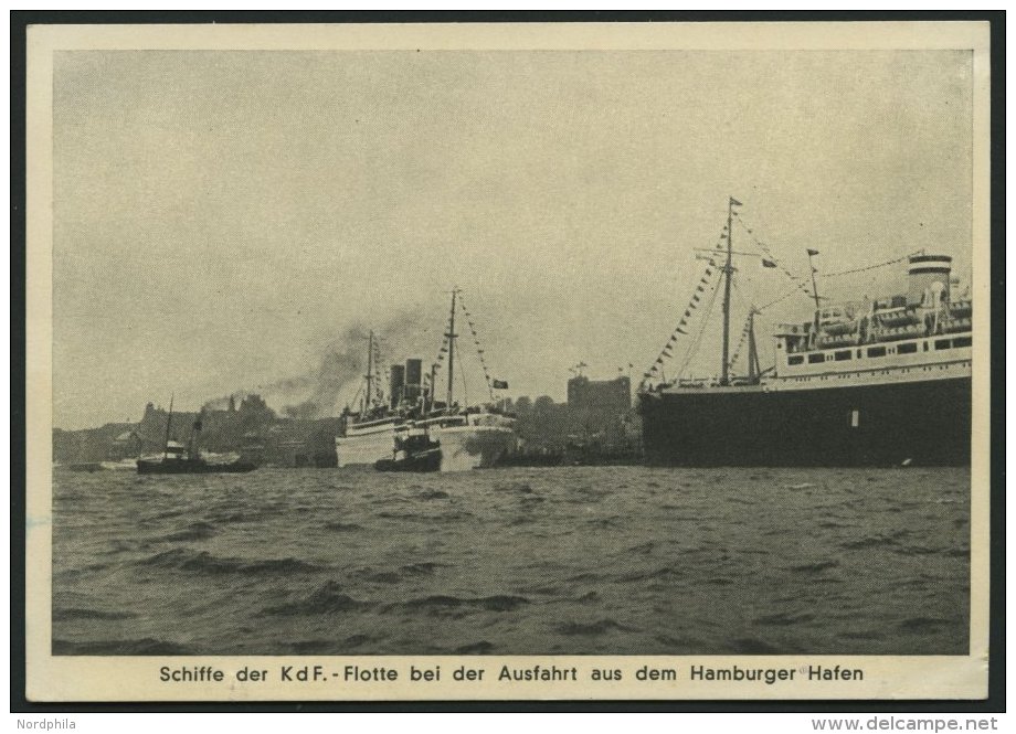 ALTE POSTKARTEN - SCHIFFE Schiffe Der K D F.-Flotte Bei Der Ausfahrt Aus Dem Hamburger Hafen, Karte Von 1937 - Sonstige & Ohne Zuordnung