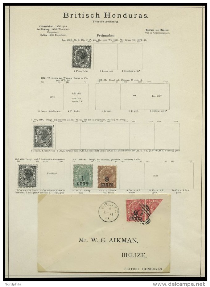 SLG. &Uuml;BERSEE *,o,Brief , 1866-89, Alter Kleiner Sammlungsteil Mittelamerika Von 88 Werten Und 2 Belegen (u.a. Halbi - Otros - América