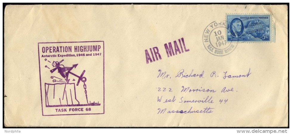 ANTARKTIS 1947, Flugbrief Von Der Antarktis Expedition HIGHJUMP (&Uuml;berwindung Der Steilk&uuml;ste Des S&uuml;dpolgeb - 1c. 1918-1940 Cartas & Documentos