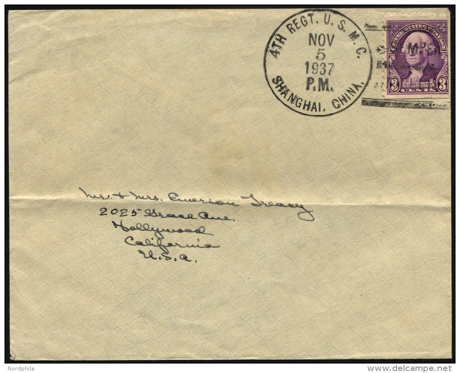 FELDPOST 1937, Brief Mit K1 Vom 4. Regiment Des US-Marine-Corps Aus Shanghai, Feinst - Gebraucht