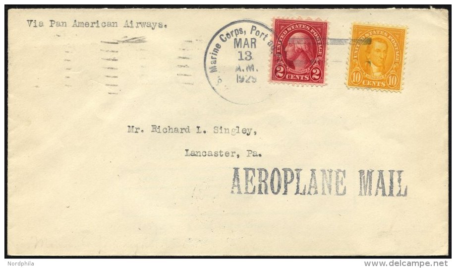 FELDPOST 1929, U.S. MARINE CORPS PORT AU PRINCE Auf Feld-Luftpostbrief Aus Haiti, Feinst - Gebraucht