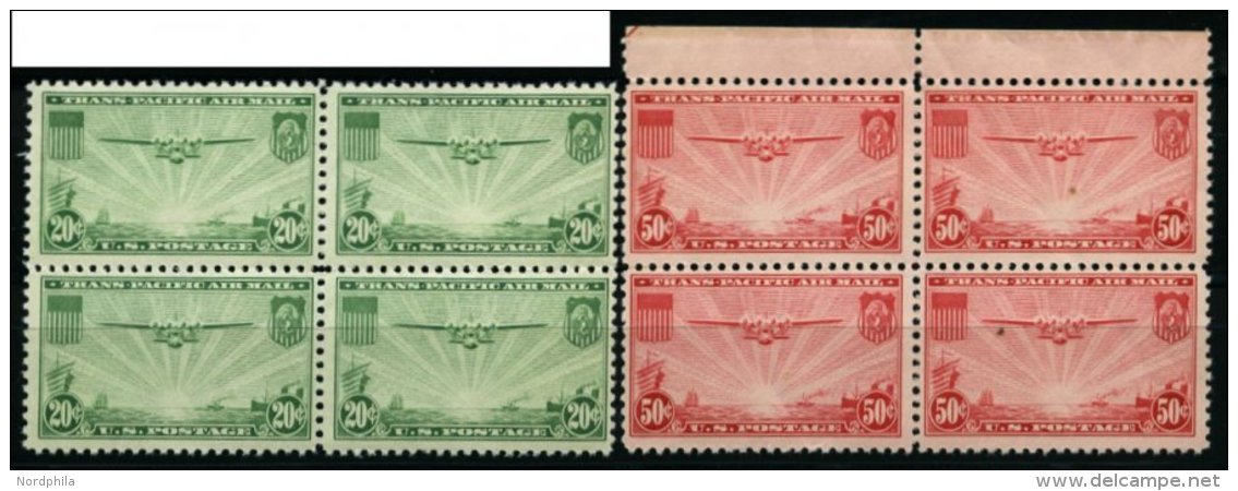 USA 400/1 VB **, Scott C21/2, 1937, Manila-Hongkong In Viererblocks, Prachtsatz, $ 90.- - Usados