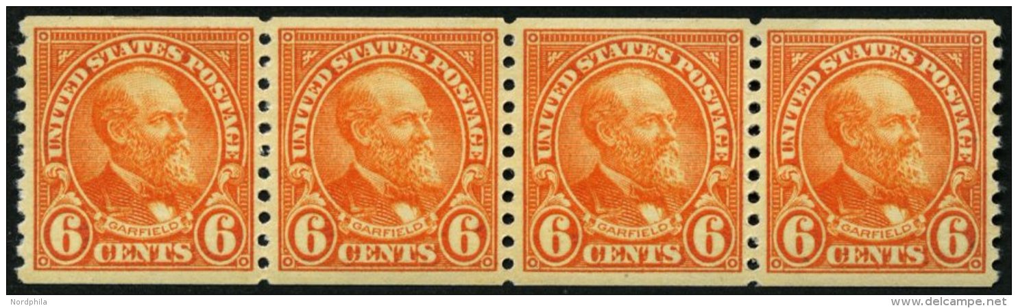 USA 268J **, Scott 723, 1932, 6 C. Garfield, Senkrecht Gez&auml;hnt 10, Im Waagerechten Viererstreifen, Postfrisch, Prac - Usados