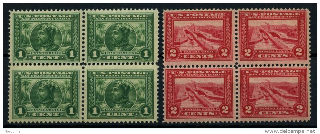 USA 203/4A VB **, Scott 397/8, 1913, 1 Und 2 C. Pannama-Pacific-Ausstellung, Gez&auml;hnt L 12, In Postfrischen Viererbl - Usados