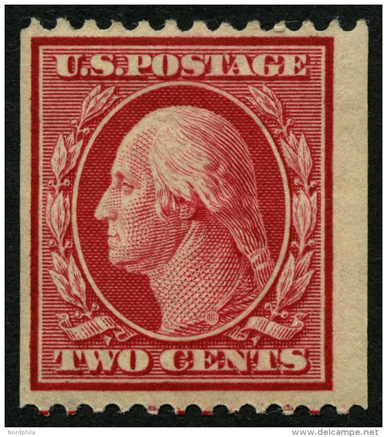 USA 163Fx *, Scott 349, 1909, 2 C. Washington, Wz. 1, Waagerecht Gez&auml;hnt 12, Falzrest, Leichter Gummibug, Pracht, $ - Usados