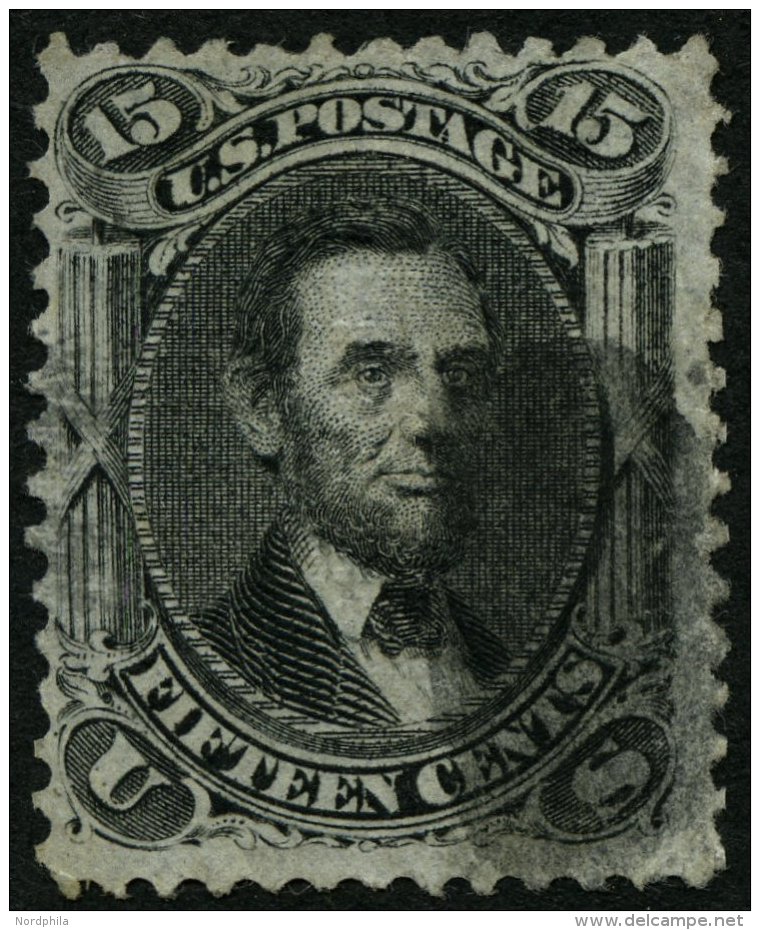 USA 22WVIIt O, Scott 98, 1861, 15 C. Lincoln, Waffeleinpressung Type VII, &uuml;blich Gez&auml;hnt Pracht, $ 275.- - Usados