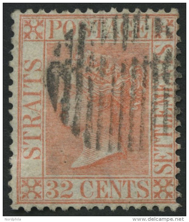 MALAIISCHE STAATEN - STRA 17 O, 1867, 32 C. Bla&szlig;rot, Pracht, Mi. 100.- - Straits Settlements